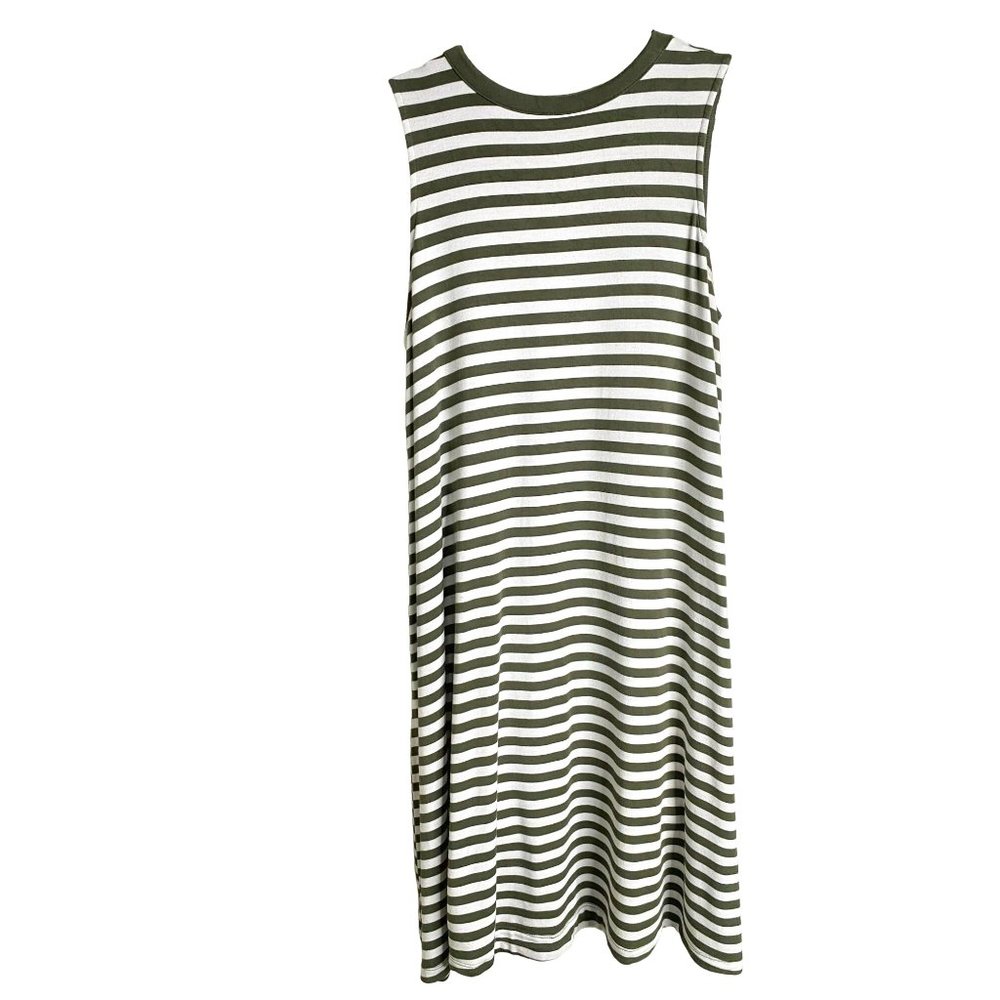 Time and Tru Women’s Striped Tank Dress S 4-6 Green White Knit Casual Midi Boho - Picture 2 of 7
